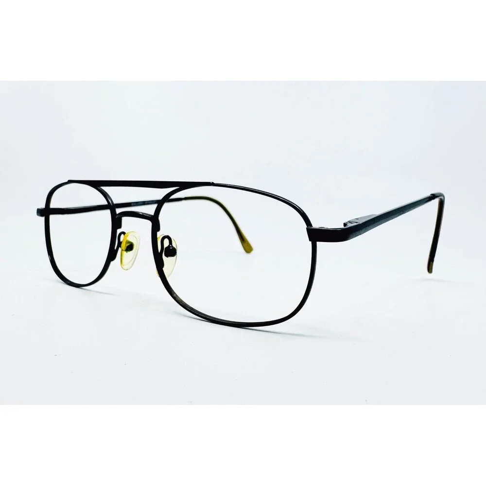 Gallery Stanley Eyeglass Frames Mens Black Aviator Double Bridge 52-18-140